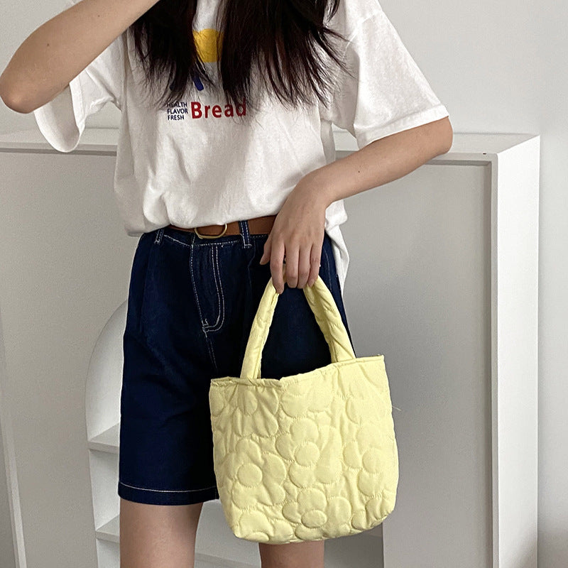 Milk Fufu with Hand Bag Korean Style Contrast Color Sweet Storage Bag Cloth Bag