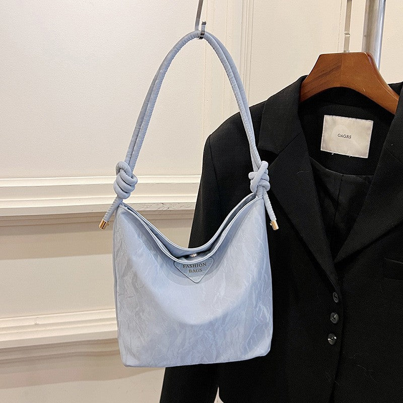Women's Bag New Fashion Simple Solid Color Textured Artistic Style Western Style Leisure All-Match Shoulder Bag