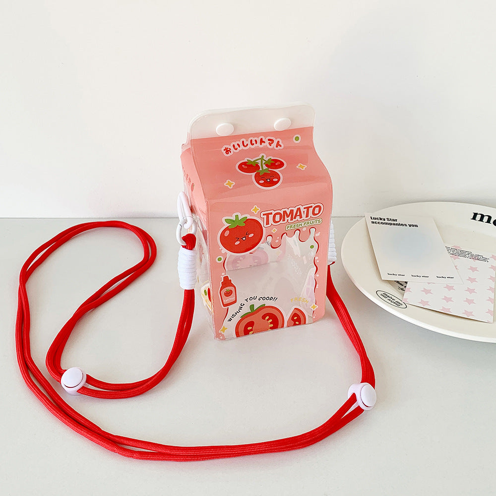 INS Cartoon Small Cartoon Backpack Cute Milk Carton Transparent Doll Bag Baby Doll Bag Doll Cotton Doll Display Storage Bag