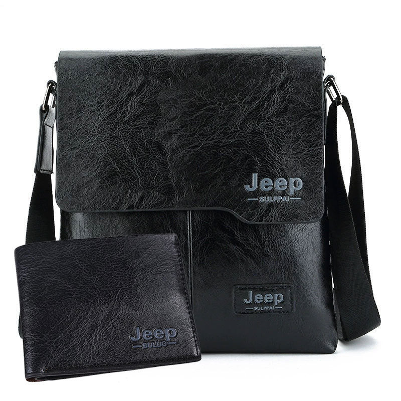 Retro Men's Crossbody Bag with Jeep Logo, Stylish Urban Travel Shoulder Bag for Daily Use