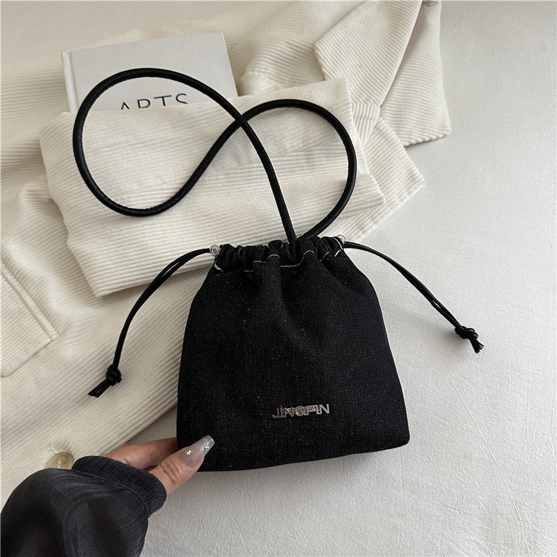 New Mini Bucket Bag Simple Pure Color All-Matching Crossbody Bag Special-Interest Design Classic All-Matching Working Commuter