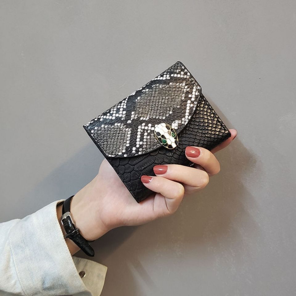 New Patchwork Snake Pattern Wallet Small Wallet Women's Short Europe and America Wallet Fashion Coin Purse Fashion