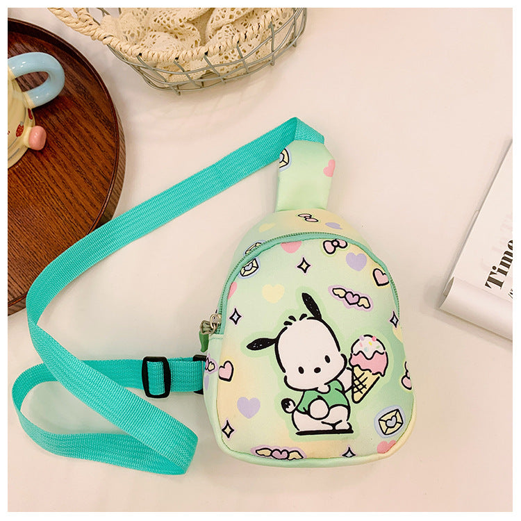 New Clow M Melody Children's Chest Pack Girl Cartoon Cute Change Casual All-Match Messenger Bag