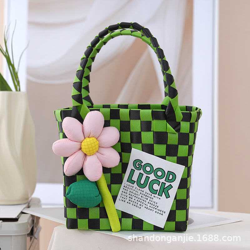Dopamine Color Gift Bag Large Capacity Portable Vegetable Basket Crossbody Outdoor All-Matching Handbag Fashion