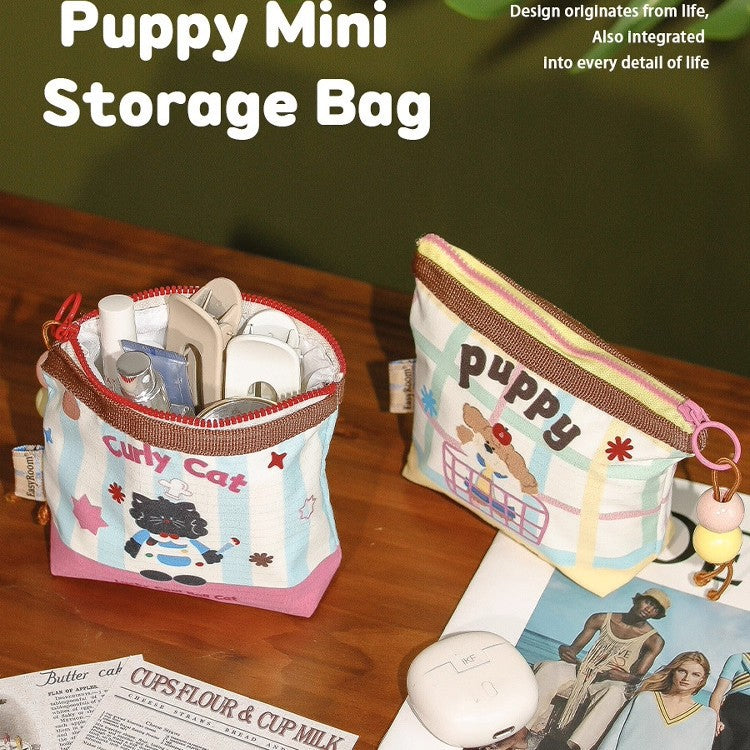 Cute Cartoon Zipper Pouch for Travel, Makeup, Earphones, and Daily Essentials - Portable Multi-Functional Storage Bag
