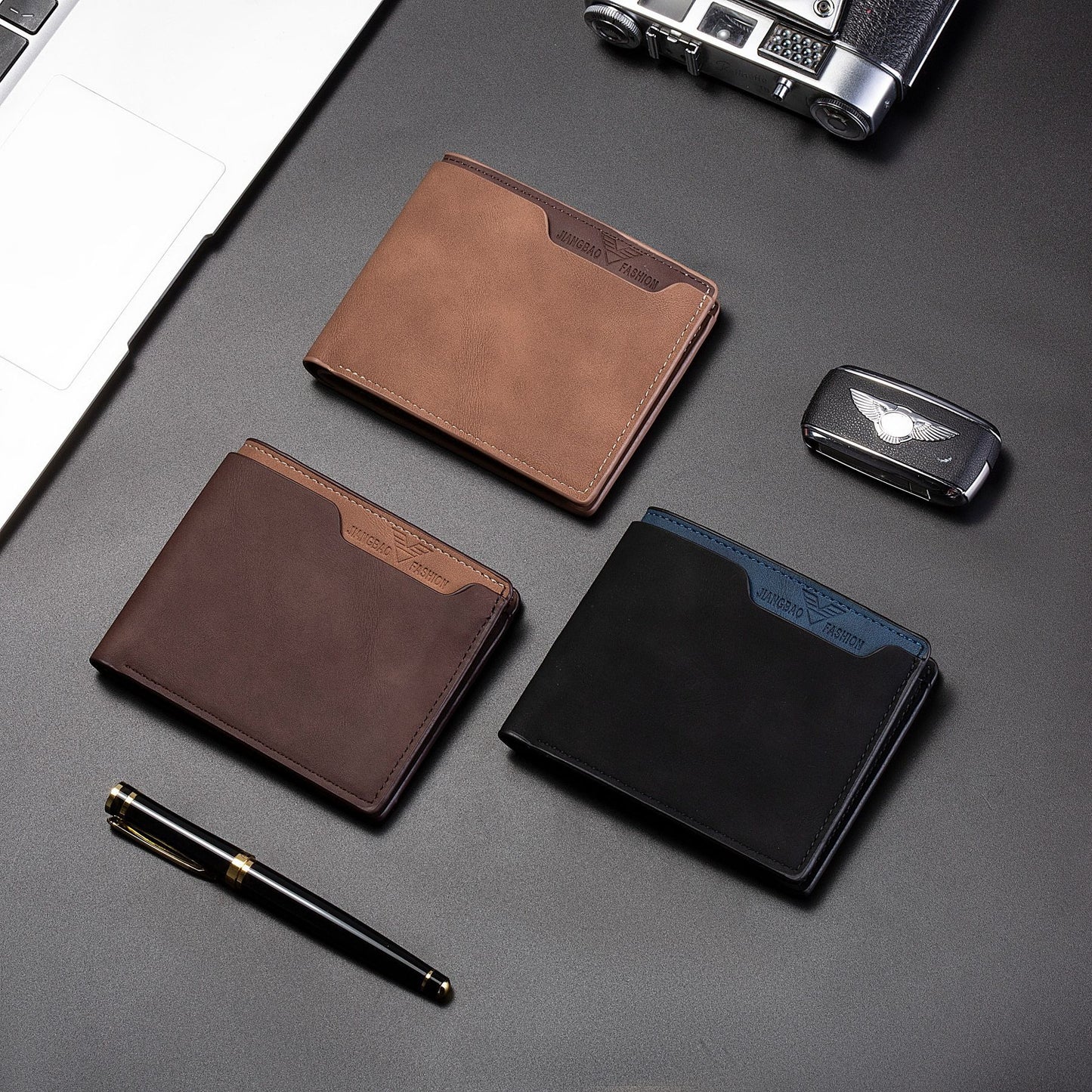 Stylish Men's Bi-Fold Wallet with Multi-Card Slots and Durable PU Leather Design