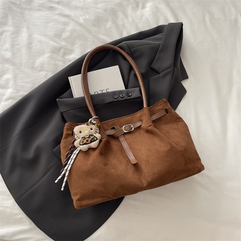 Fashionable Casual Large-Capacity Suede Tote Bag New Commuter Super Popular High-Grade Shoulder Bag for Women