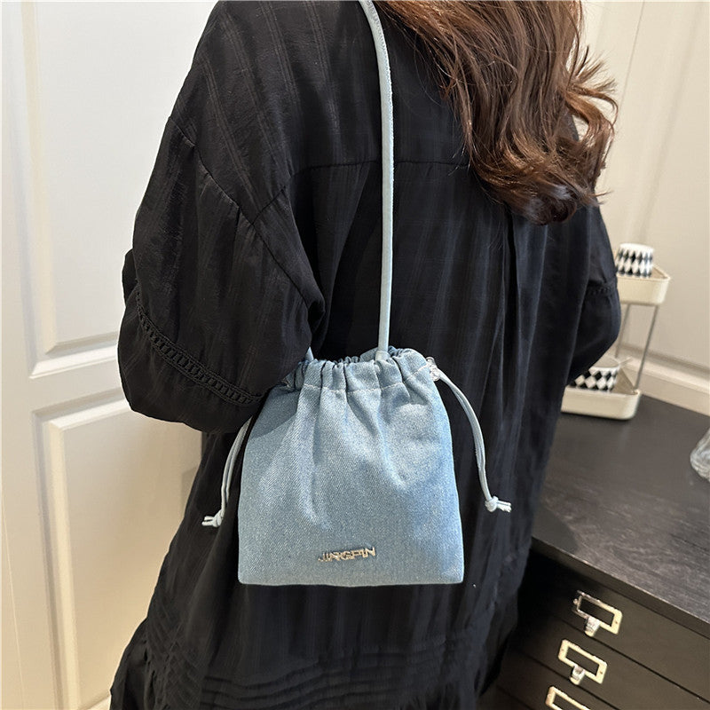New Mini Bucket Bag Simple Pure Color All-Matching Crossbody Bag Special-Interest Design Classic All-Matching Working Commuter