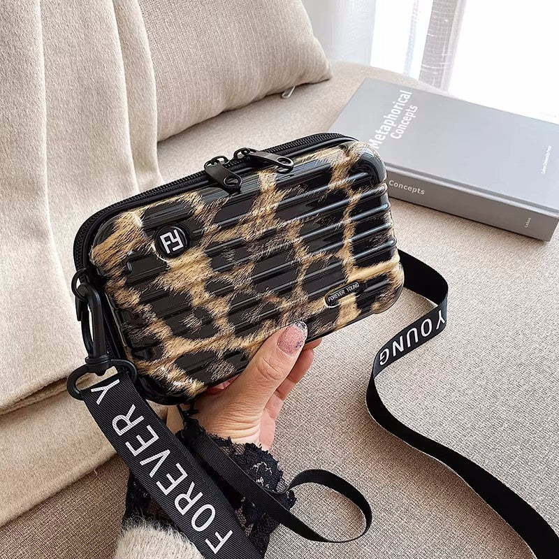 Stylish PC Hard Shell Cosmetic Bag with Adjustable Strap, Waterproof and Lightweight Travel Organizer for Everyday Use