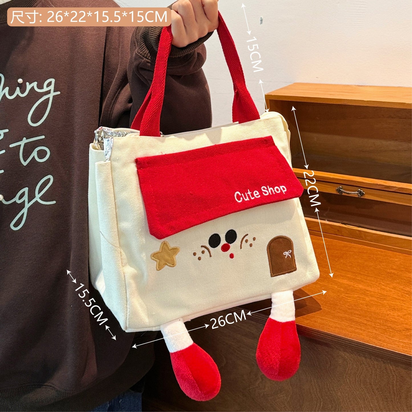 Cartoon Funny Thermal Lunch Bag Women's Large Capacity Aluminum Film Lunch Box Bag