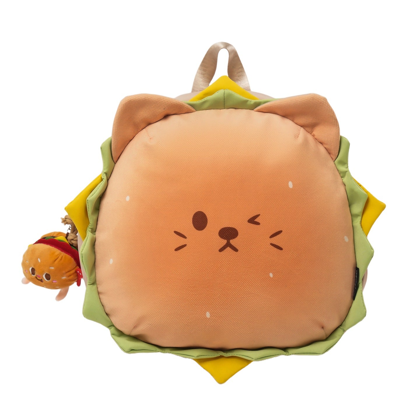 Cute Burger Cat Backpack for Kids and Teens - Stylish Dual Shoulder Bag with Soft Plush Design and Comfortable Back Support