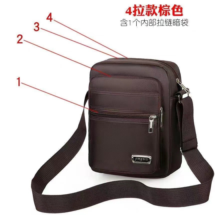 Men's Fashion Messenger Bag Multi-Layer Zipper Design Waterproof Business Casual All-Match Practical Shoulder Bag