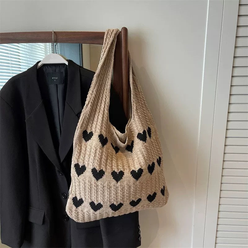 Women's Shoulder Bag Artistic Style Crocheted Daisy Tote Bag Beach Vacation Lightweight Shoulder Bag Leisure Travel Essential Woven Handbag