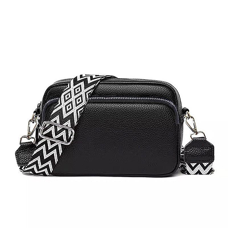 Chic Women's Crossbody Bag with Geometric Strap, PU Leather Mini Shoulder Bag for Daily Fashion