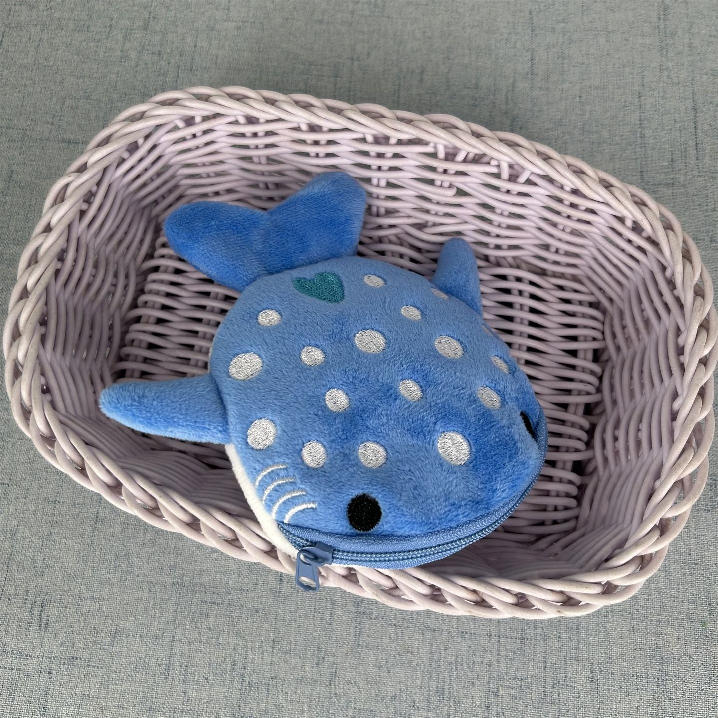 Women's Wallet Cute Plush Loving Heart Shark Coin Purse Children's Daily Storage Hair Ring Hairpin Carry Bag