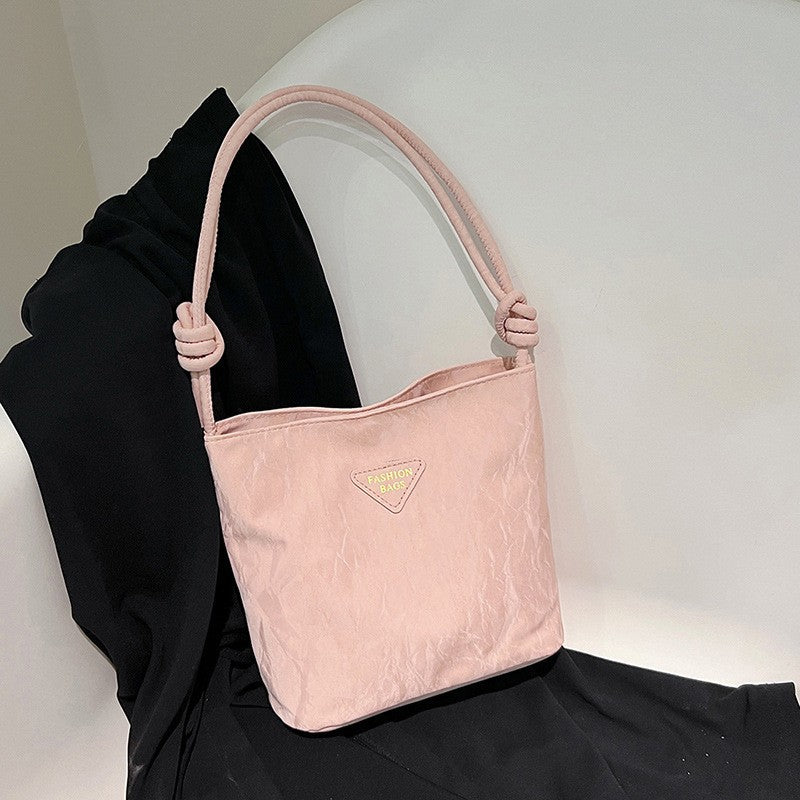 Women's Bag New Fashion Simple Solid Color Textured Artistic Style Western Style Leisure All-Match Shoulder Bag