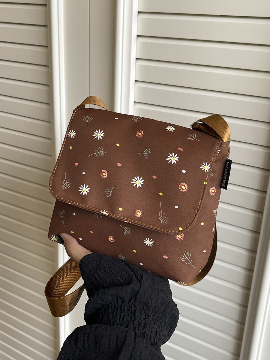 Chic Floral Crossbody Bag for Women - Soft Polyester Shoulder Bag with Zipper Closure and Stylish Flower Pattern