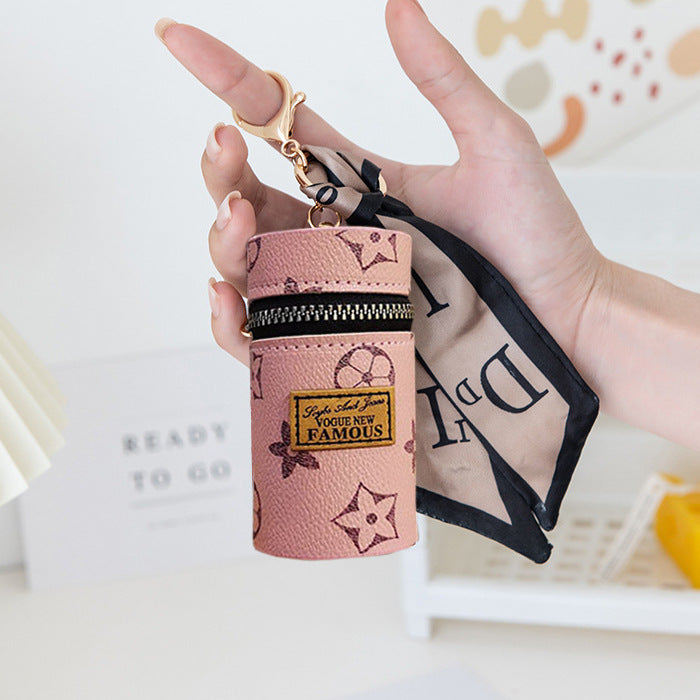 Coin Purse Women's Retro Printing Mini Lipstick Cosmetic Bag New Small Earphone Keychain Bag