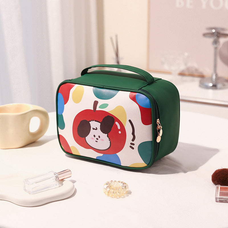 Cute Animal Print Women's Cosmetic Bag Plaid Design Waterproof Ultralight Portable Travel Storage Wash Bag
