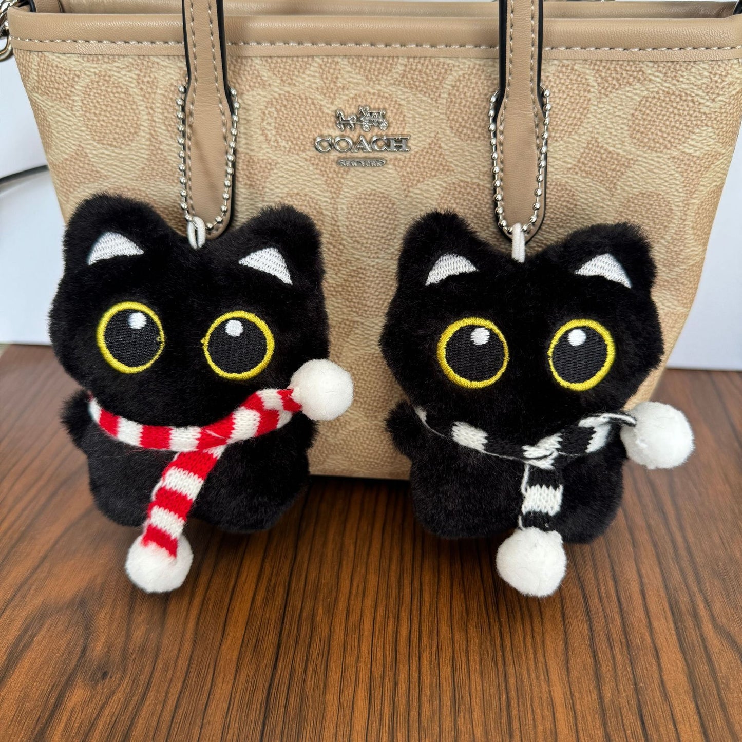 Cartoon Black Cat Doll Plush Doll Pendant Kitty Toy Ornaments Cute Gift Squeaky Bag Accessories