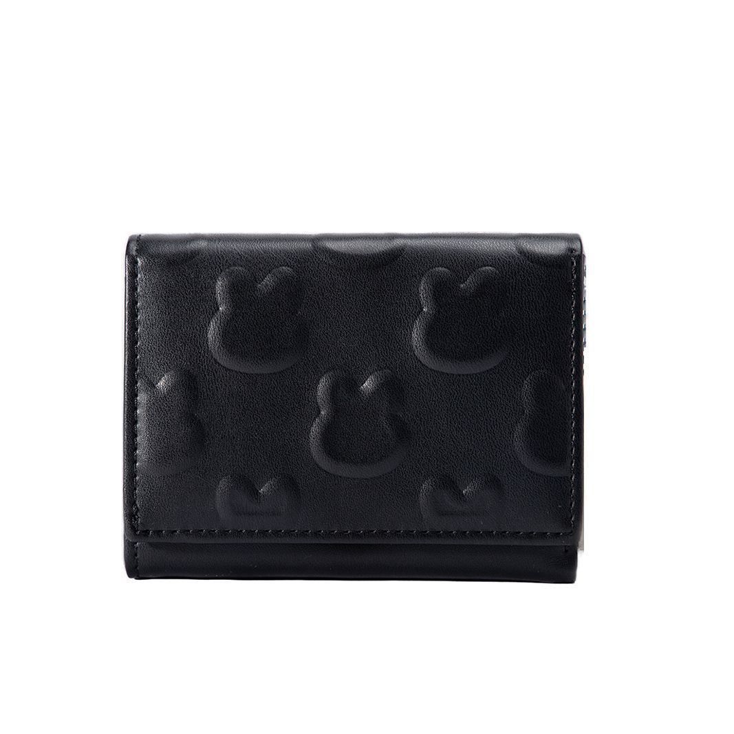 Bunny Cute One-Piece Small Card Holder Wallet Women's Short Embossed Fluffy Balls Hanging Coin Purse