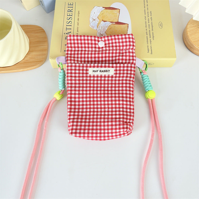 Girly Style Plaid Mobile Phone Fashion Messenger Bag Large Capacity Daily Versatile Small Square Bag