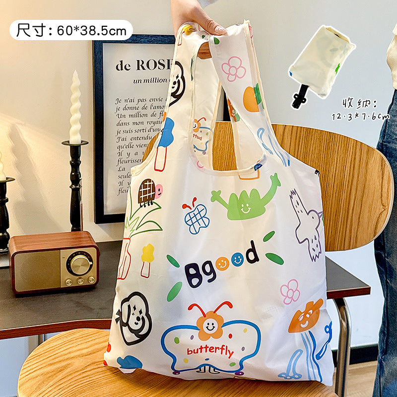 Cute Foldable Shopping Bag with Cartoon Dog Design, Waterproof and Portable for Daily Use and Grocery Shopping