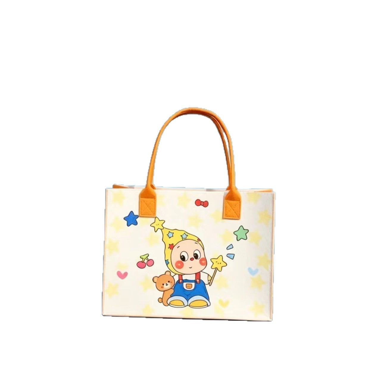 Cute Twinkle Character Tote Bag with Retro Cartoon Print, Large Capacity Daily Commute Handbag for Women