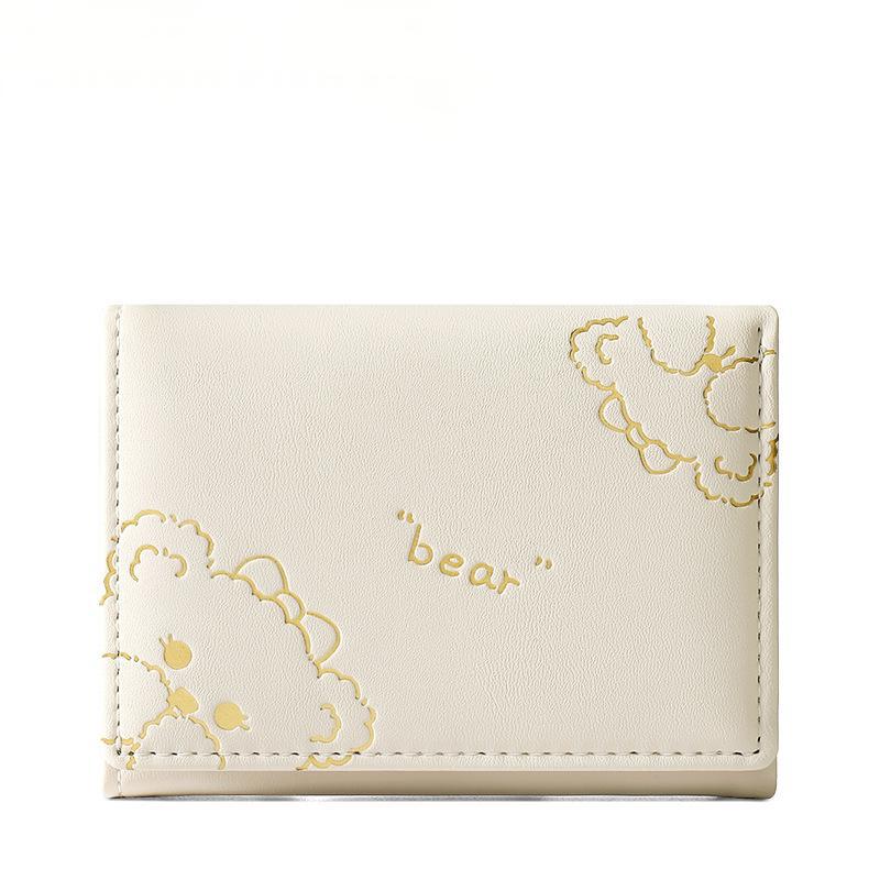 Cute Three-Fold Wallet for Women with Card Slots and Cash Compartment, Stylish PU Leather Design