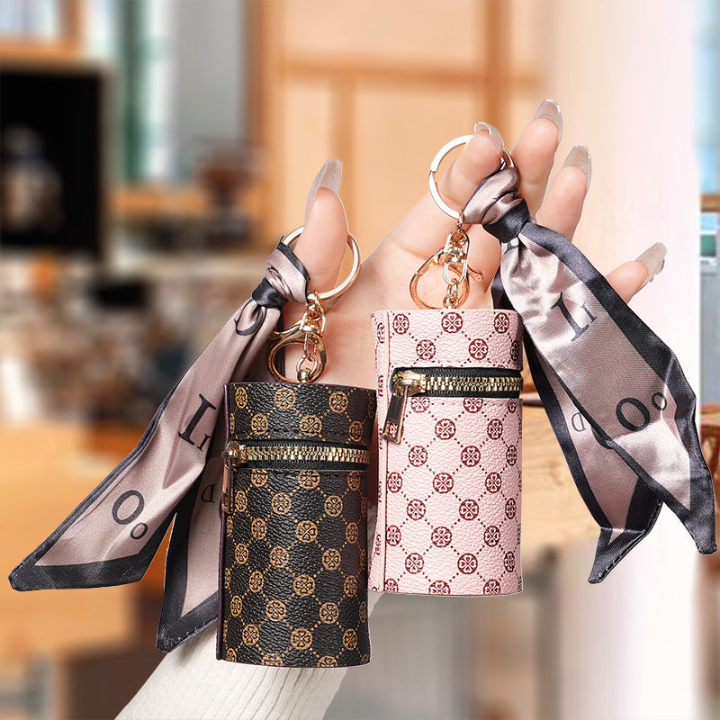 High Luxury Coin Purse Female Pendant Earphone Bag Lipstick Mini Keychain Bag Vintage Bucket Simple Pendant