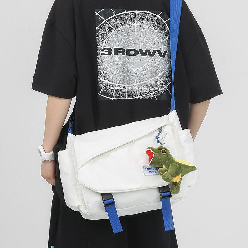 Japanese style workwear men's messenger bag waterproof nylon material casual all-match shoulder bag essential for daily travel travel