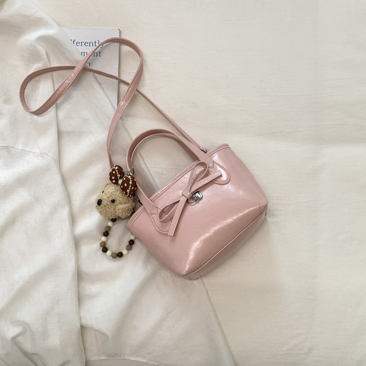 New Fashion Bowknot Bucket Bag Soft Pu Material Portable Crossbody Everyday Joker Practical Design