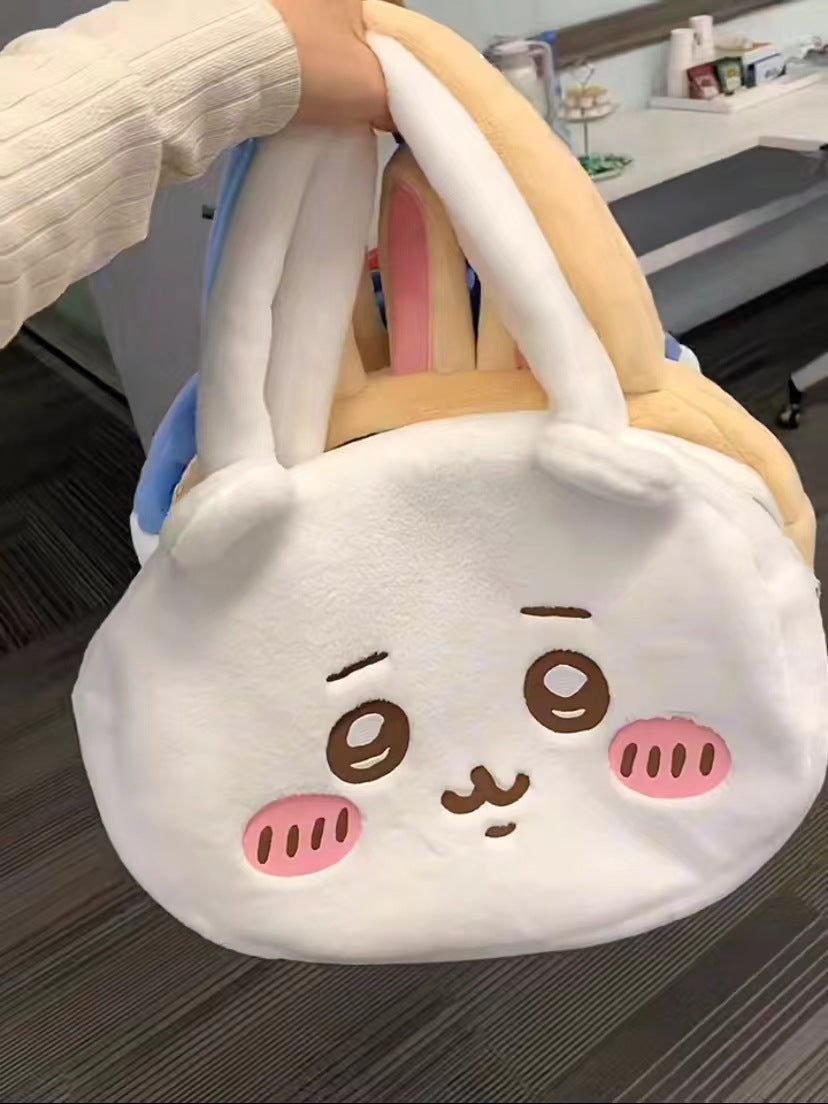 Cute Kawaii Plush Rabbit Tote Bag with Sweet Face Design for Women and Students, Perfect for Daily Use and School