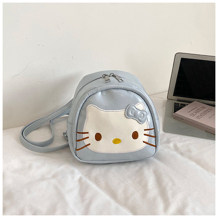 Cute Kitty Small Backpack for Girls Cartoon Backpack Japanese and Korean Style Cute Design with Bow Pendant Essential for Daily Travel