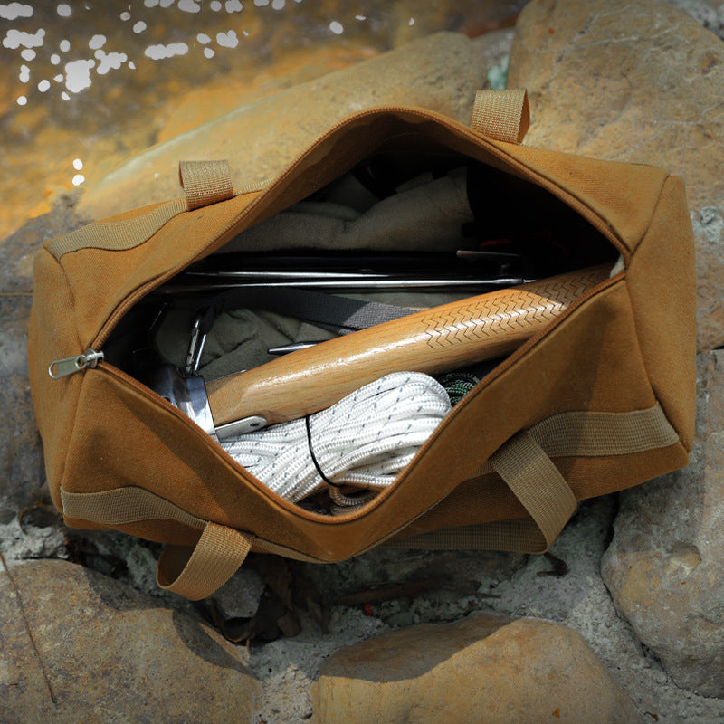 Outdoor Camping Tool Bag Cylinder Shape Portable Storage Organizer for Tent Pegs Rope Hammer Gear