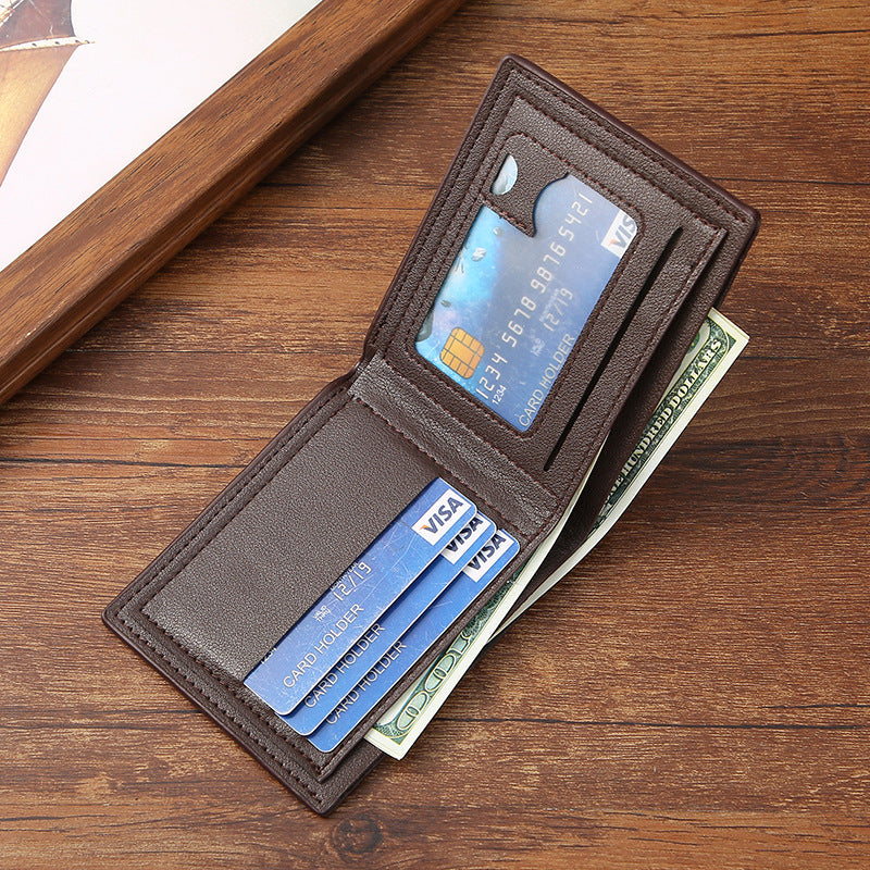Men's Slim Wallet with Geometric Pattern, Anti-Theft PU Leather Card Holder for Daily Use