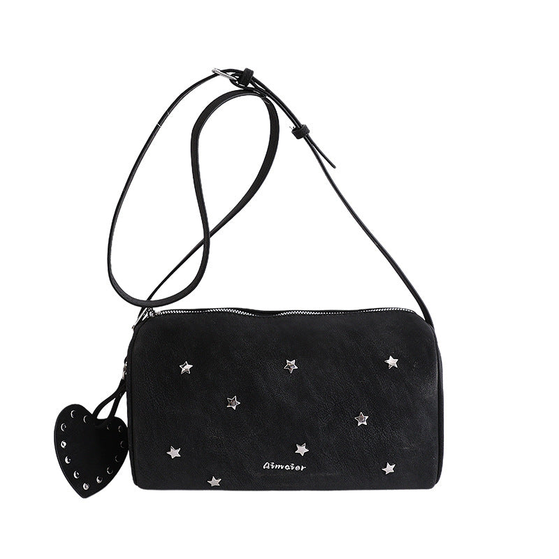 XINGX Rivet Crossbody Bag New Korean Fashion Large Capacity Shoulder Bag with Love Ornaments