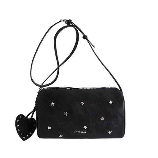 XINGX Rivet Crossbody Bag New Korean Fashion Large Capacity Shoulder Bag with Love Ornaments