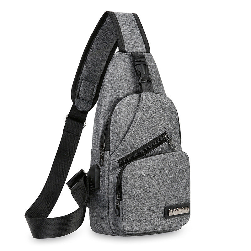 Chest Bag Men's Crossbody Bag Canvas Shoulder Bag Men's Korean-Style Fashionable Crossbody Chest Pack Casual Backpack