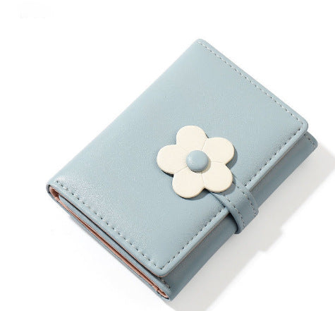 New Simple Cute Refreshing Flower Student Wallet Korean Style Fashion Short Pu Wallets for Women