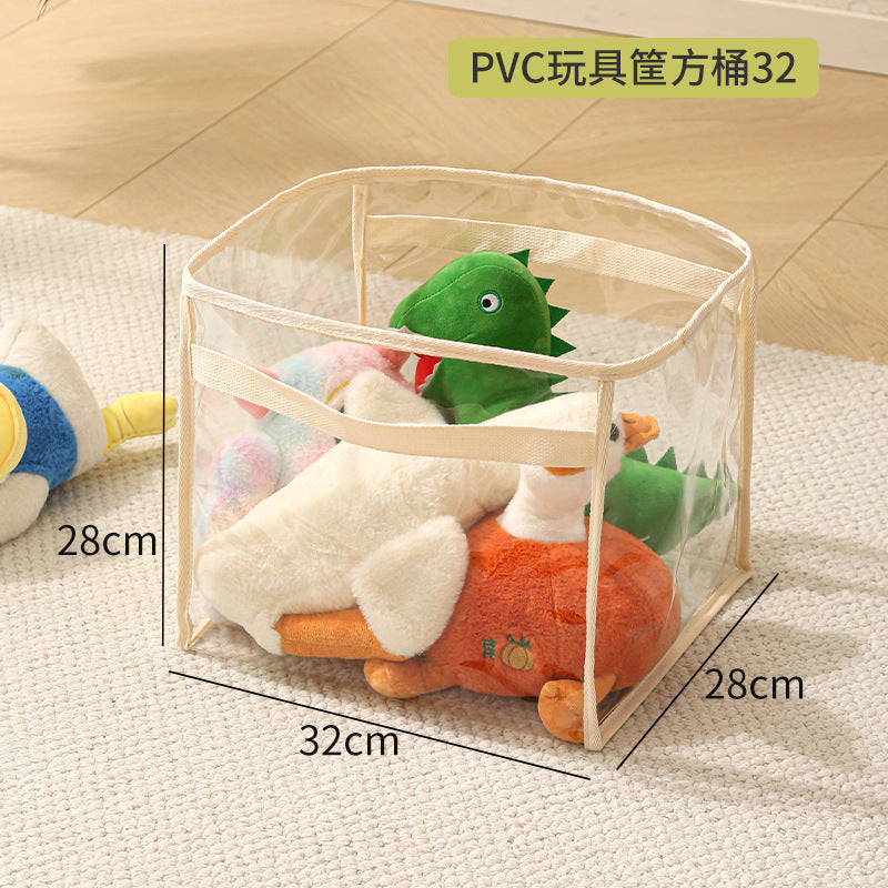 Transparent Storage Basket for Toys and Daily Essentials, Waterproof and Foldable Design with Large Capacity