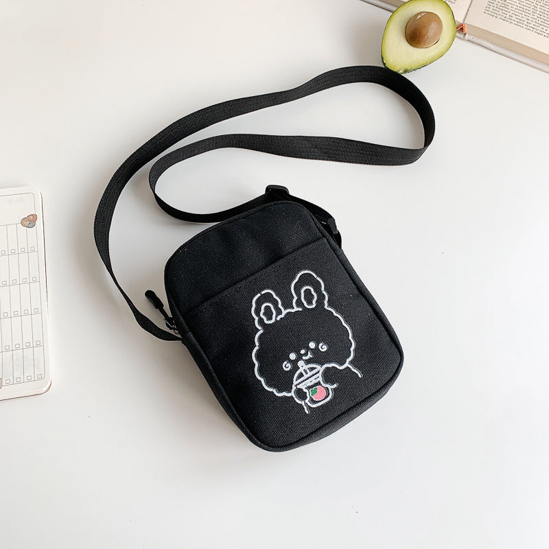Cute Crossbody Bag Women's New Trendy Fresh Student All-Match Mobile Phone Canvas Bag