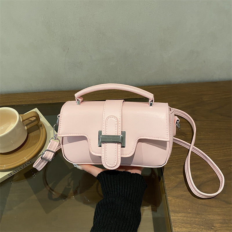 Trendy Western Style Belt Buckle Fashionable Spring New Light Luxury Commute Leisure Single Shoulder Crossbody Portable Small Square Bag for Women