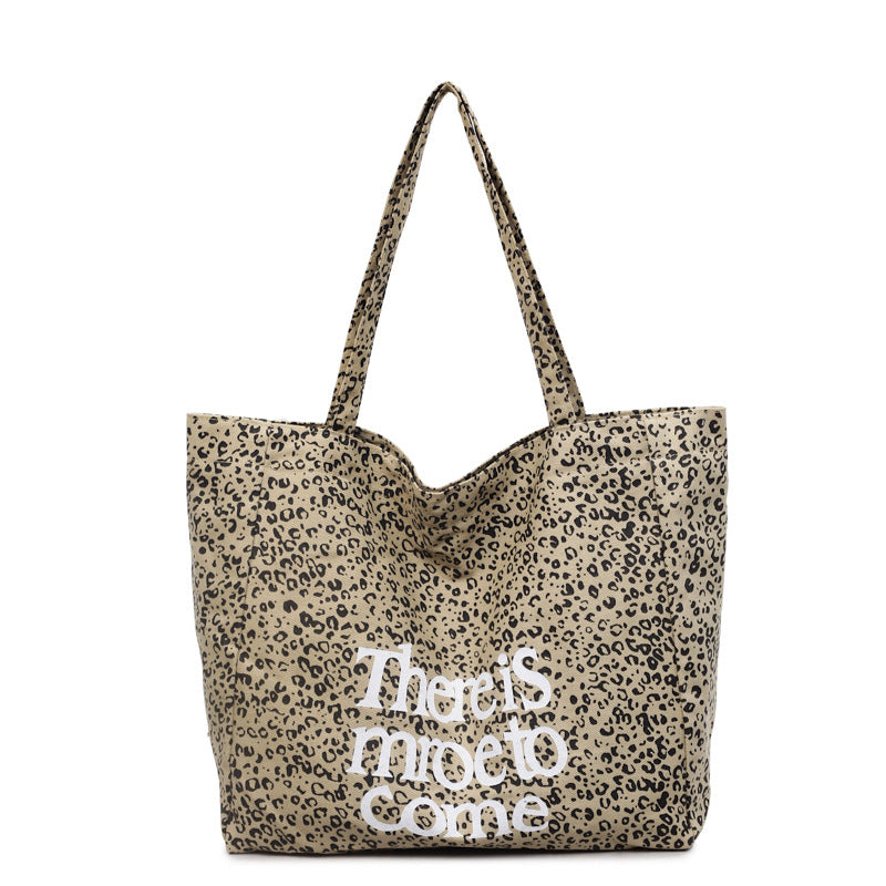 Leopard Print Letters Large Capacity Totes Women's Casual One-Shoulder Portable Commuter Bag Daily Matching