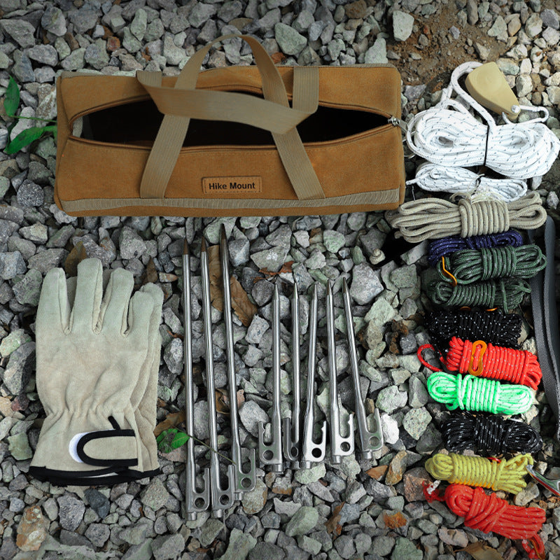 Outdoor Camping Tool Bag Cylinder Shape Portable Storage Organizer for Tent Pegs Rope Hammer Gear