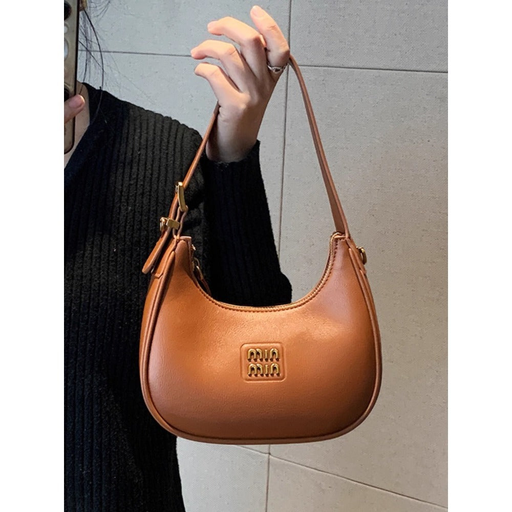 Dumpling Bag Women's New Fashion Commuter Black Crossbody Bag Hand Carrying Underarm Bag