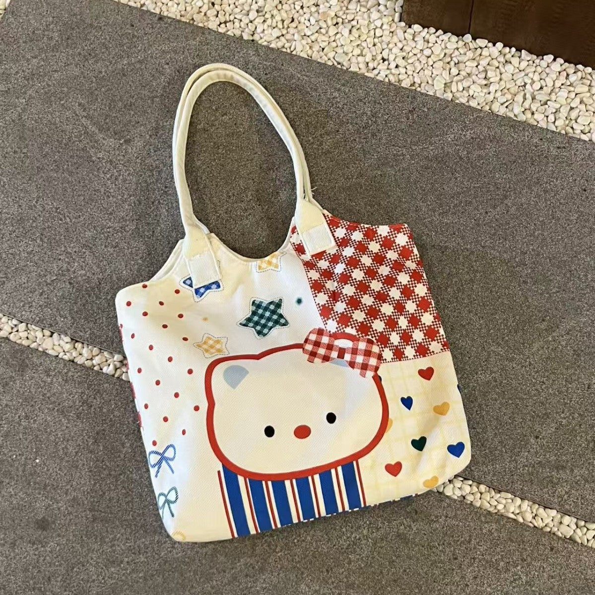 New Bear Good-looking Cute Wild Cartoon Large Capacity Fashion Canvas Bag Shoulder Handbag