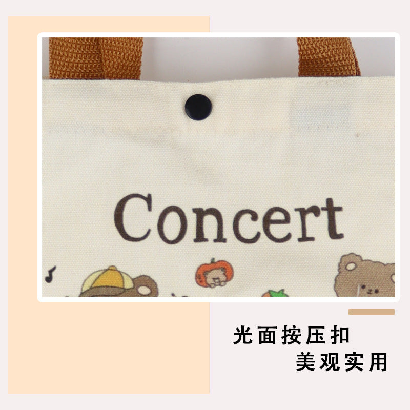 New Bear Canvas Bag Female Student Hand Carry Lunch Bag Handbag Canvas Bag Gift Bag