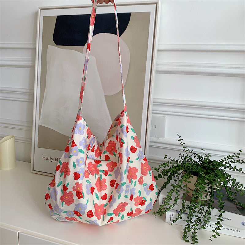 Women's Canvas Korean-Style Floral Cotton Bag Student Retro Shoulder Western Style Messenger Bag