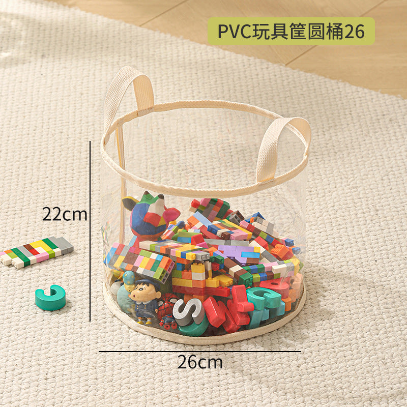 Transparent Storage Basket for Toys and Daily Essentials, Waterproof and Foldable Design with Large Capacity